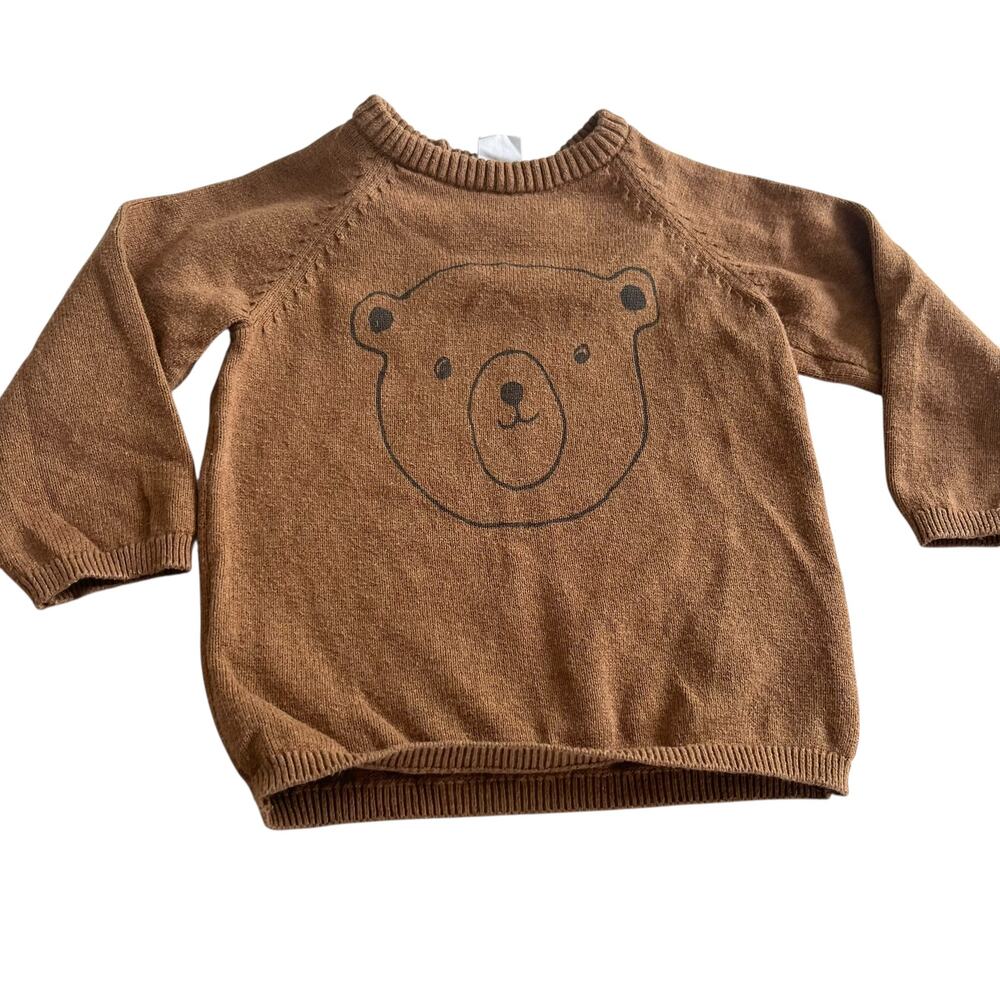 H&M Boys Brown Bear 100% Cotton Long Sleeve Sweater size 18 Months